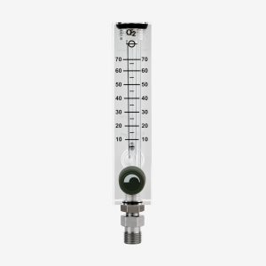 DISS 0-70 liters per minute high flow acrylic oxygen flow meter with black knob