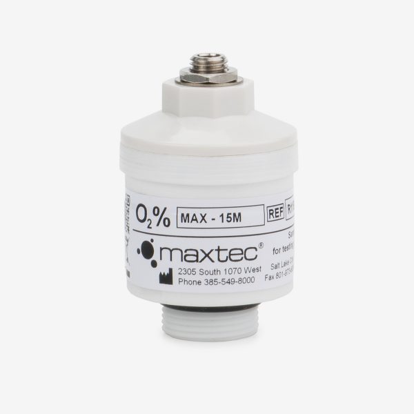 White cylindrical max-15m oxygen sensor on white background