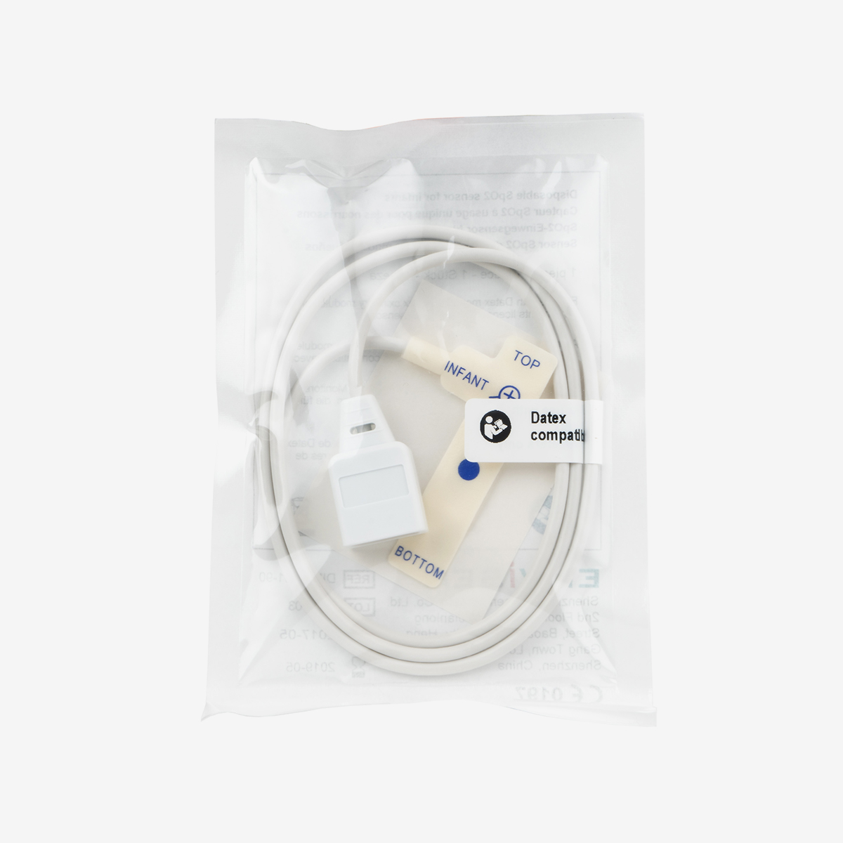 Datex disposable infant SpO2 finger probe in packaging