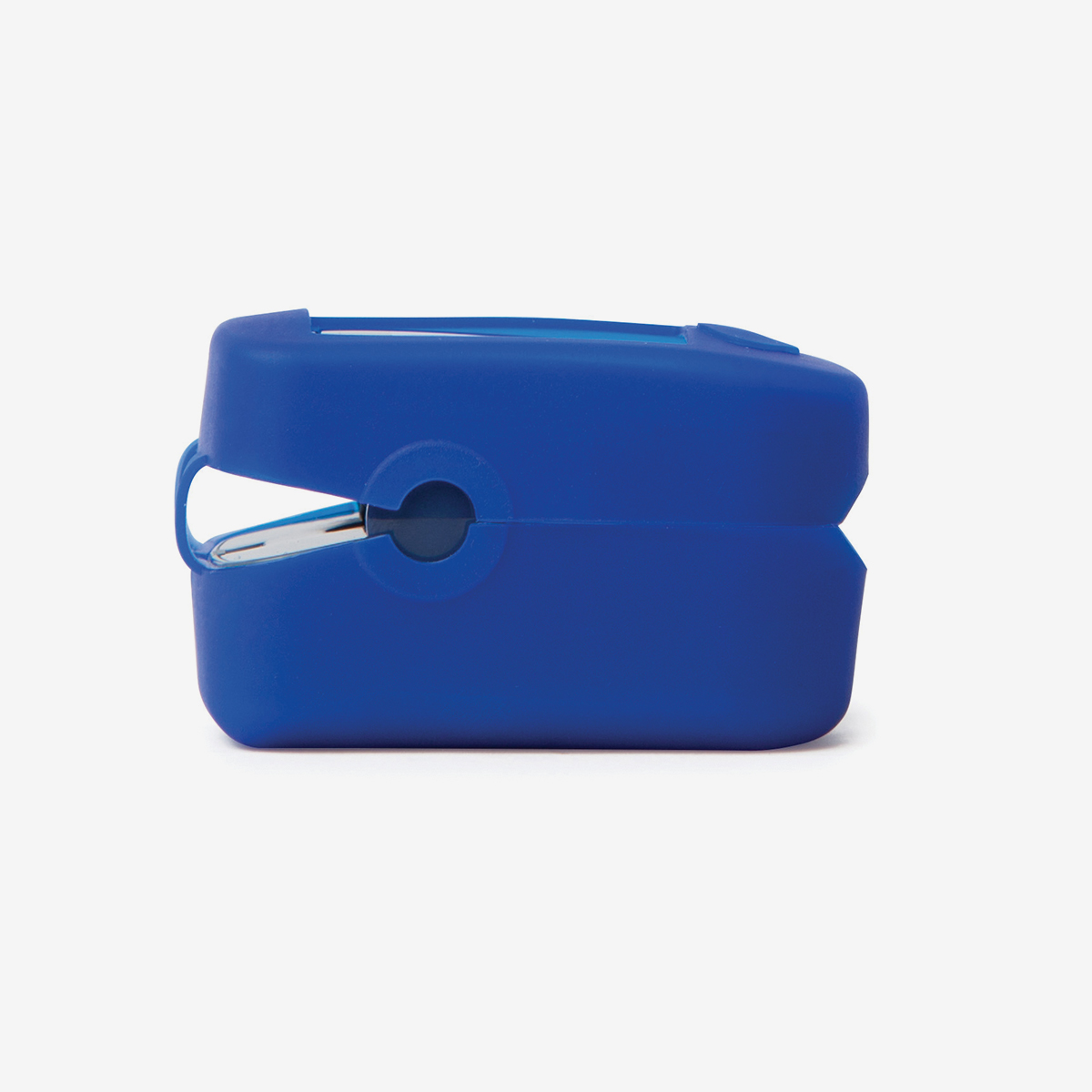 Side of blue MD300 C2 Pulse oximeter on white background