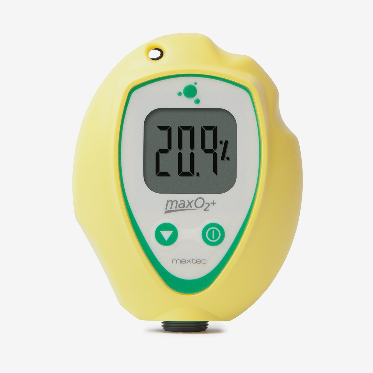 Yellow and green MaxO2+A scuba analyzer front