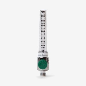 0-15 liters per minute flow meter with green knob on white background
