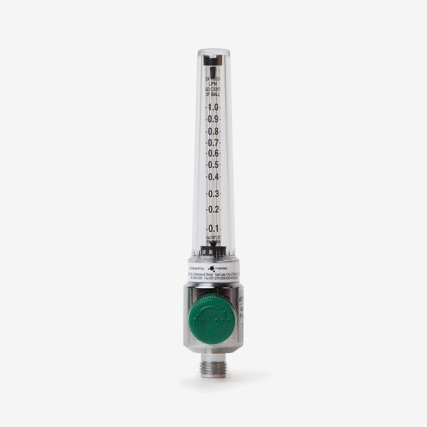 0-1 liters per minute flow meter with green knob on white background