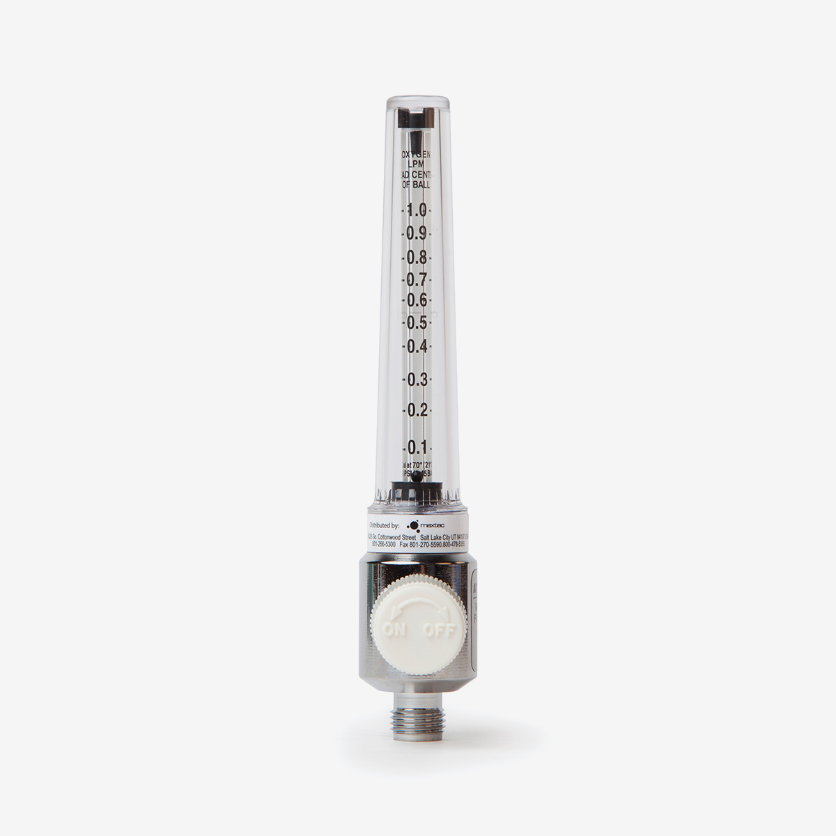 0-1 liters per minute flow meter with white knob