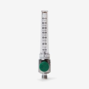 0-70 liters per minute flow meter with green knob on white background