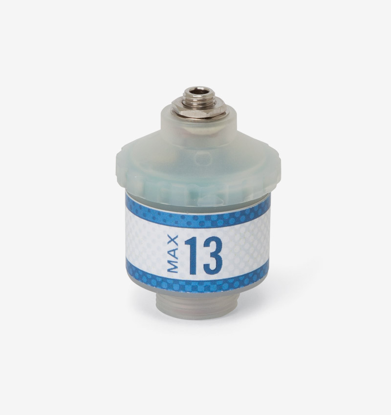White and blue Max-13 oxygen sensor on white background